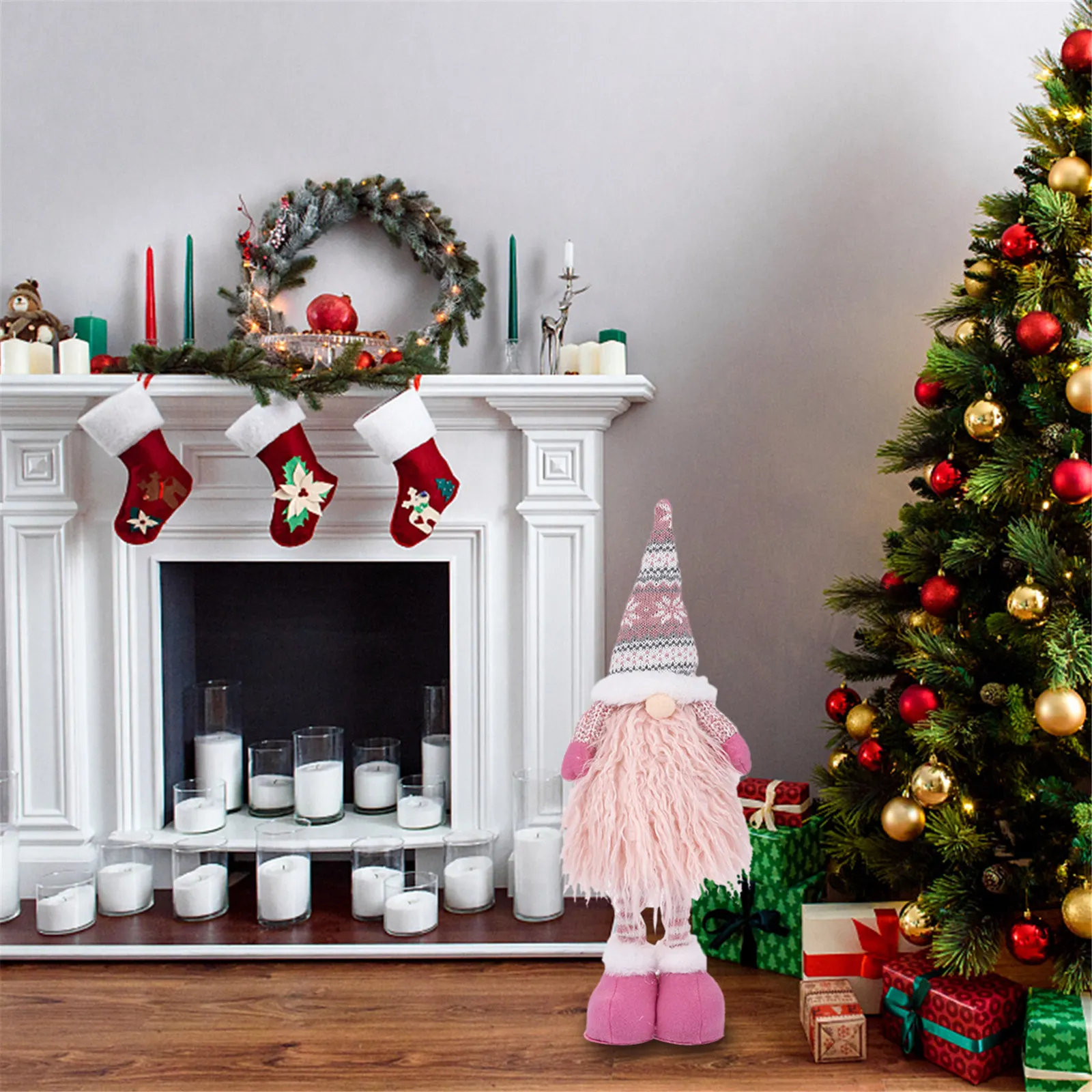 

Telescopic Santa Gnome Tomte Decoration Premium Soft Fabric Christmas Ornament for Home Office Living Room Kids Room Window