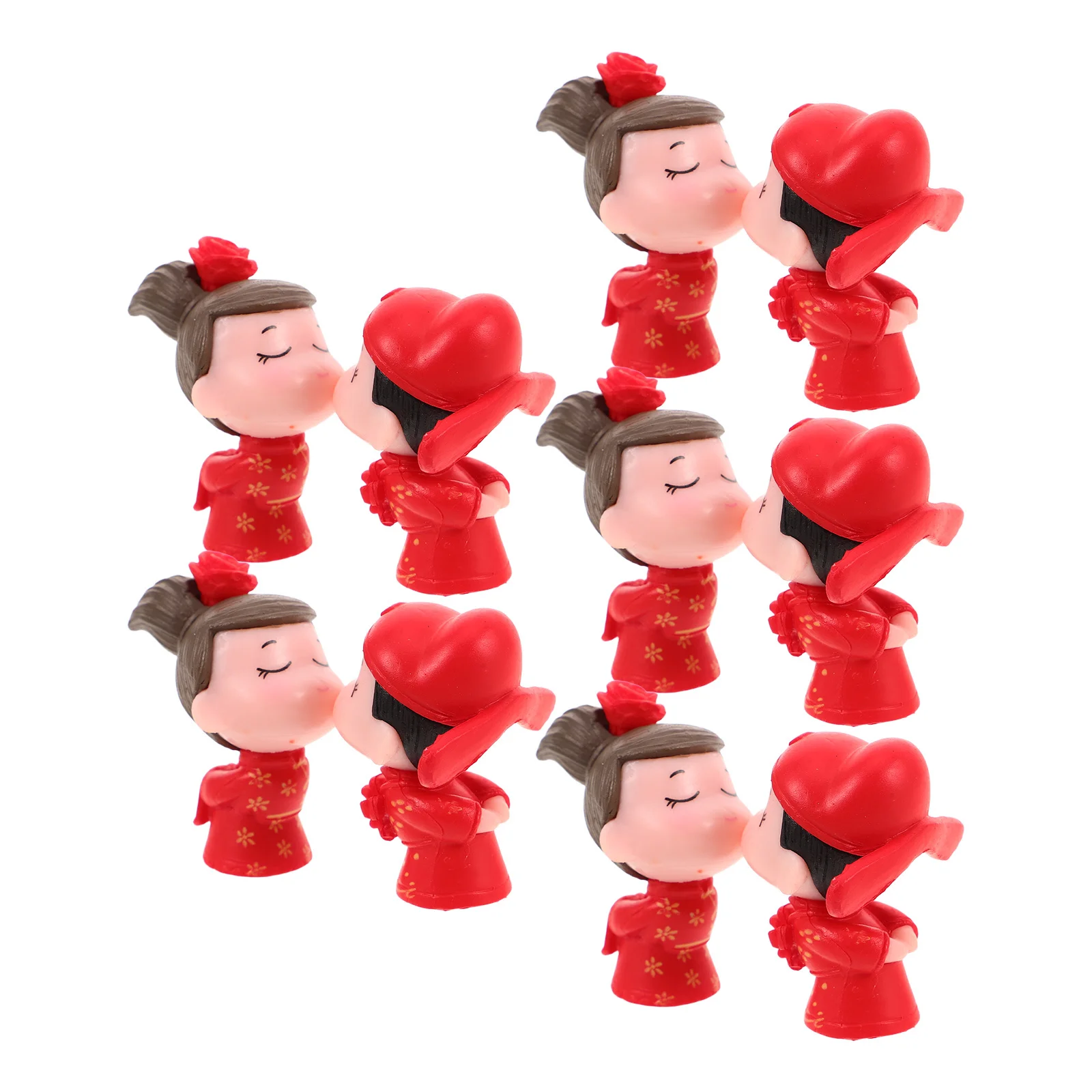 

5Pairs Wedding Cake Toppers Bride Groom Miniature Decor DIY Table Centerpieces Anniversary Party Photo Props Tangled Cake Topper
