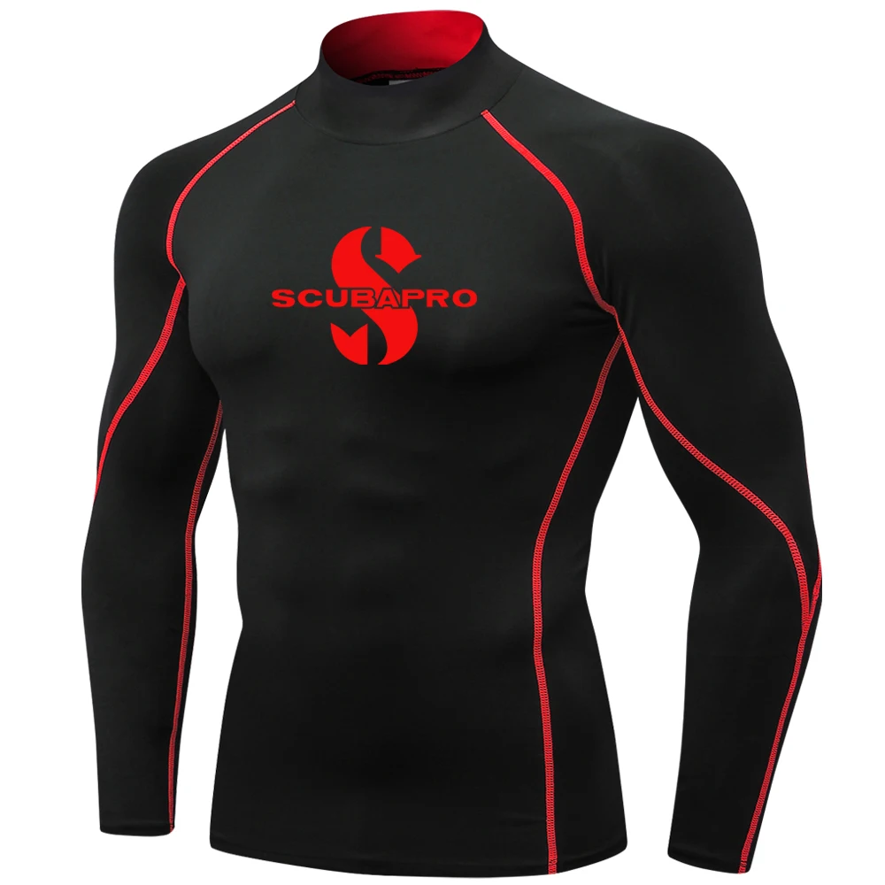 Men Swim Surfing T-shirt Beach UV Protection Swimwear Rash Guard Long Sleeve Diving Wetsuit Rashguard Tops Gear Summer Apparel