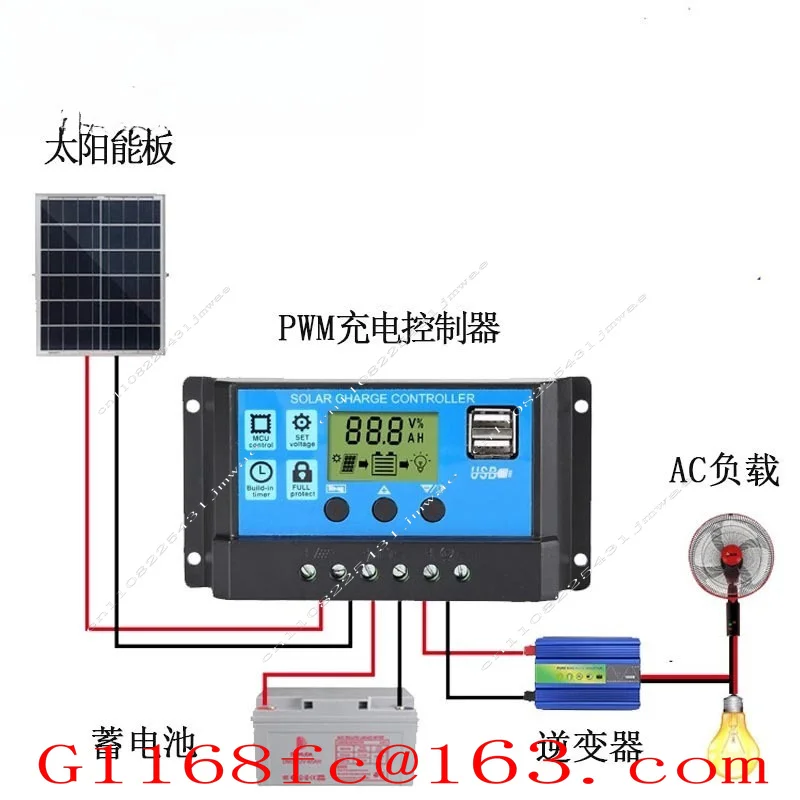 PWM Solar Charge Controller with LCD Dual USB 5V Output Solar Panels, Parts