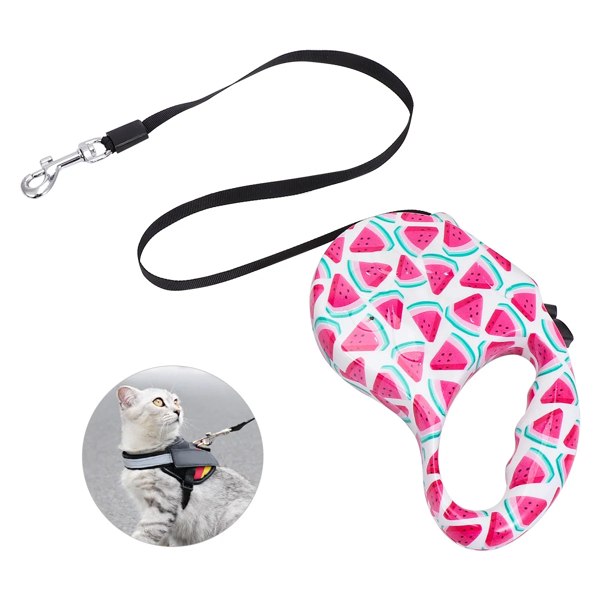 

Premium Retractable Dog Leash Durable Abs Plastic Automatic Traction Rope One Hand Control 5M Watermelon Pattern For Medium