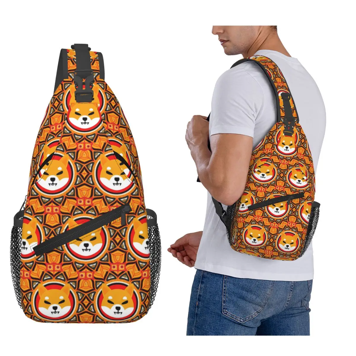 

Shiba Inu Cryptocurrency Printed Chest Bag Men Sling Crossbody Backpack Chest Bag Traveling Hiking Daypack Shoulder Bag