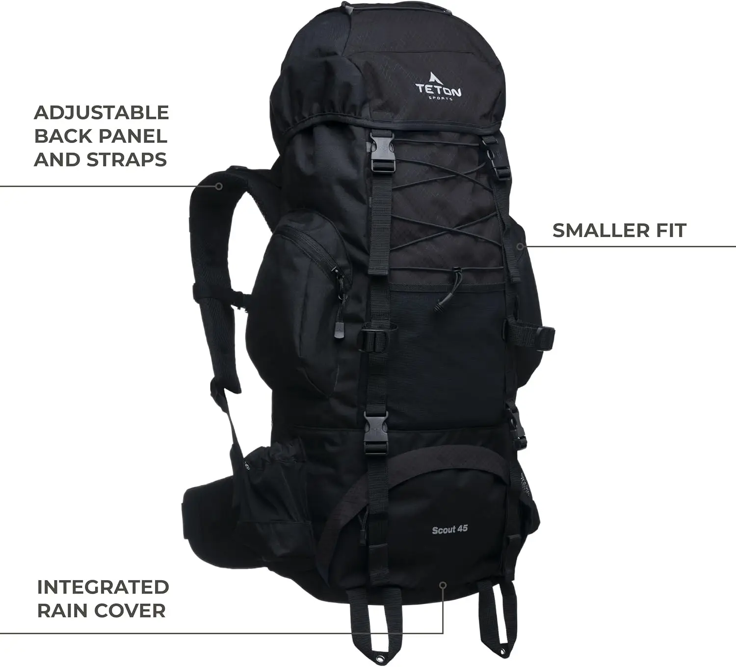 55L Scout Internal Frame Backpack for Hiking, Camping, Backpacking, Travel, Rain Cover Included, Olive