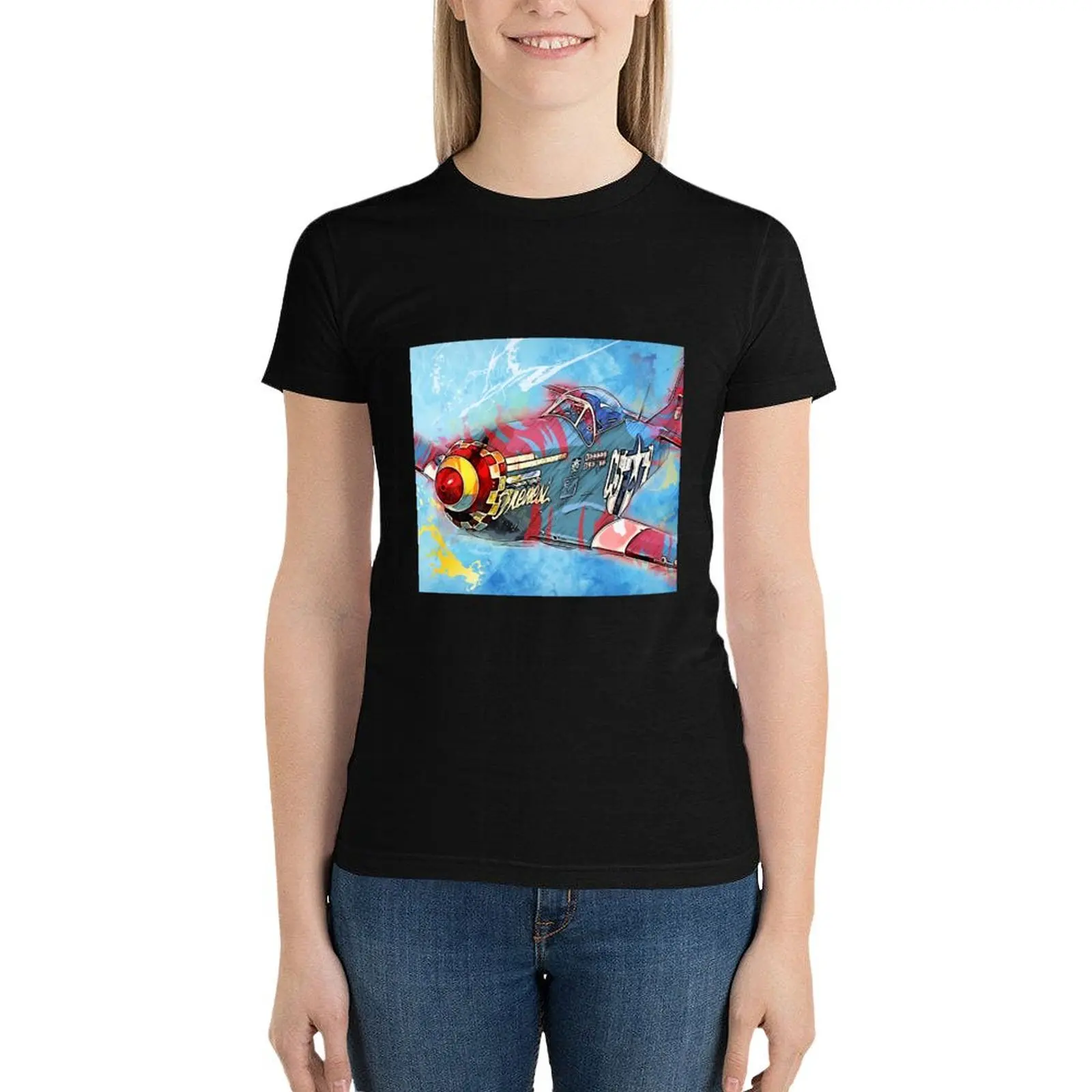 

P-51 Mustang T-Shirt cute tops korean fashion t shirts for Women graphic