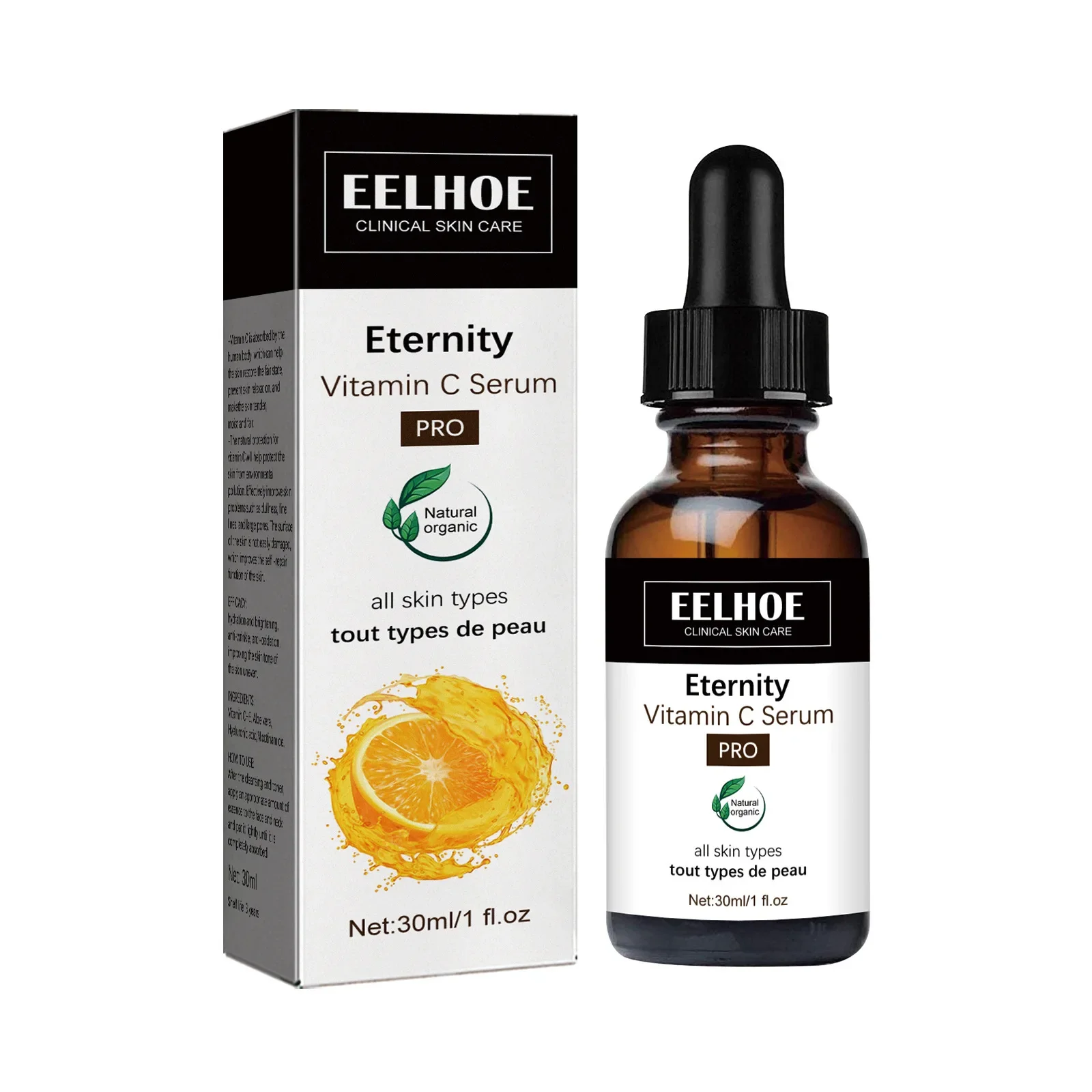 EELHOE Vitamin C Serum for Face Moisturizing Oil Control Shrink Pores Deep Anti Wrinkle Spots Fade Fine Line Whitening VC Serum