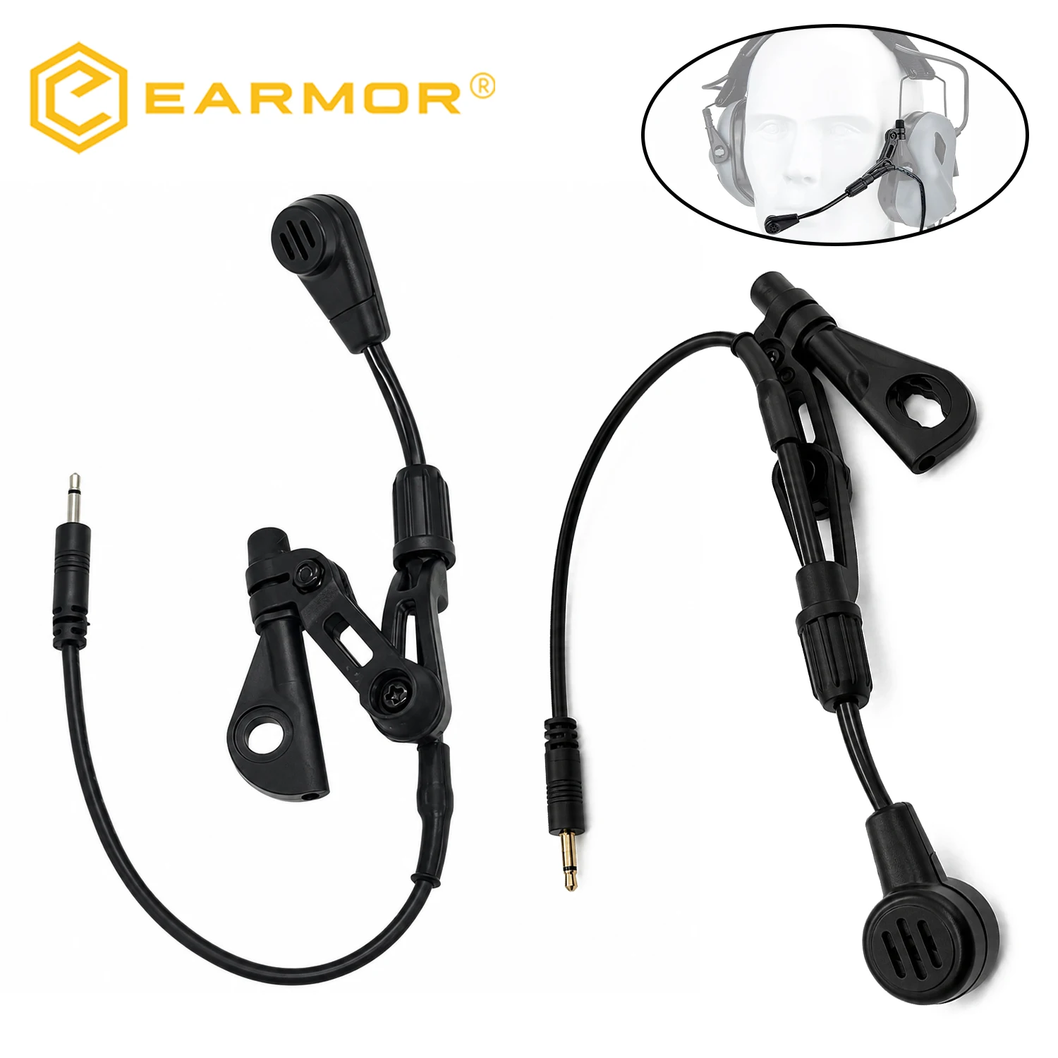 EARMOR Detachable Cantilever Headset Microphone, Tactical Electronic Communication Mic for Hunting Shooting use