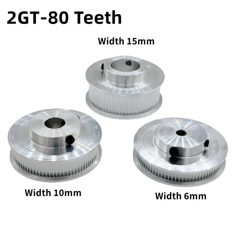 2GT Timing Pulley 80 Teeth Bore 5/6/6.35/7/8/10/12/12.7/14/15/16/20mm Belt Width 6/10/15mm 3D Printer GT2 80T Timing Belt Pulley