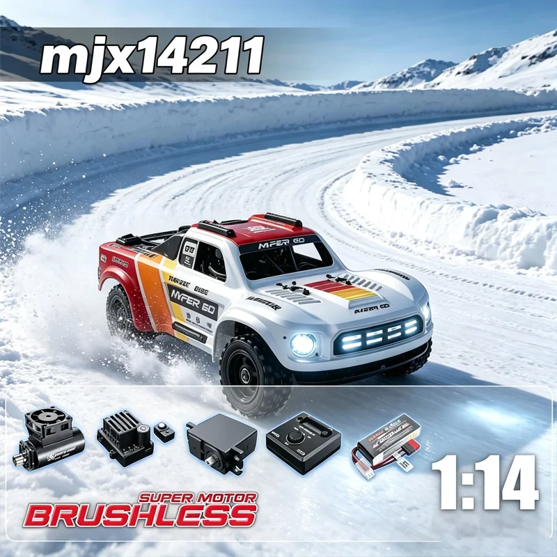MJX 14211 short card 1/14 four-wheel drive off-road drift flat running electric remote control car brushless gyro RC car