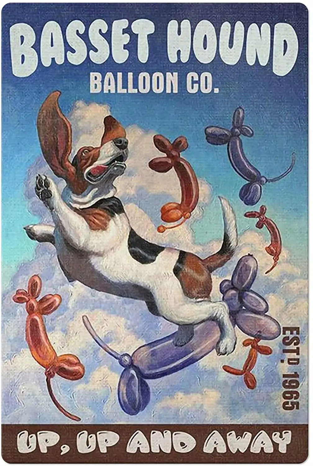 Basset Hound Balloon Co. Metal Tin Sign,Up and Away,Retro Wall Decor for Home Bar Restaurant Cafe Pub Outdoor 12x16 Inch si sign