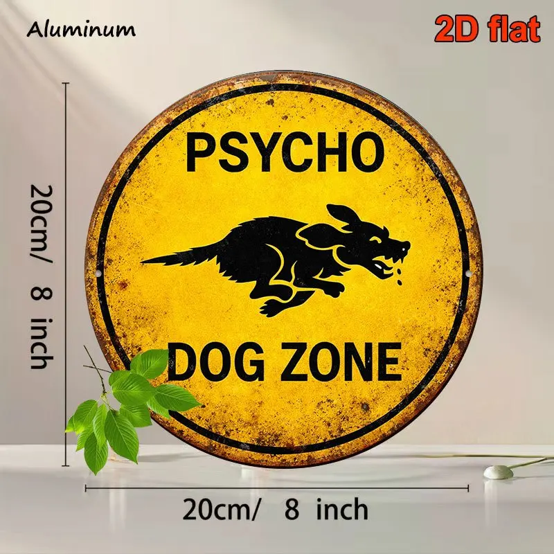 Psycho Dog Zone Vintage Holzschild, dekorative Kunst für Garagen, Bars, Innenhöfe, einzigartige Geschenkidee, Parkschild – Detail 1