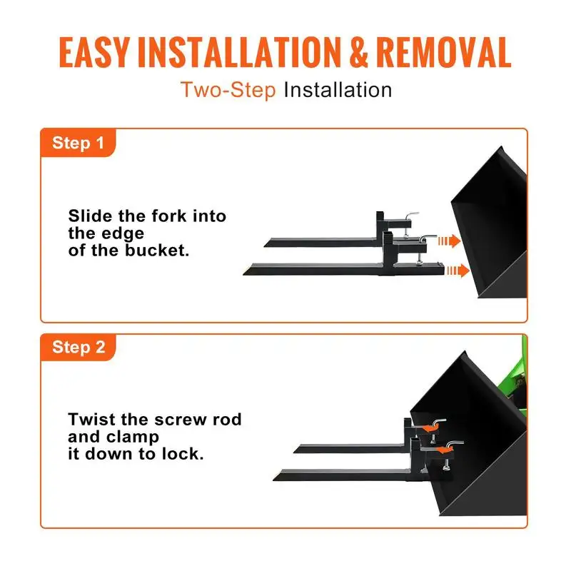 Free Shipping-Pallet Forks, 2000 lbs Capacity Clamp on Pallet Forks, 43" Tractor Bucket Forks, Heavy Duty Front Loader Attachment for Tractor, Skid Steer, Loader Bucket, Tractor Forks for Agriculture and Farm view 6