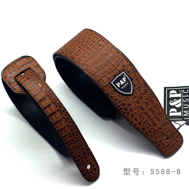 Snakeskin Pattern Crocodile Pattern Ostrich pattern PU Leather Electric Acoustic Folk Bass Guitar Strap 160cm*2.5\