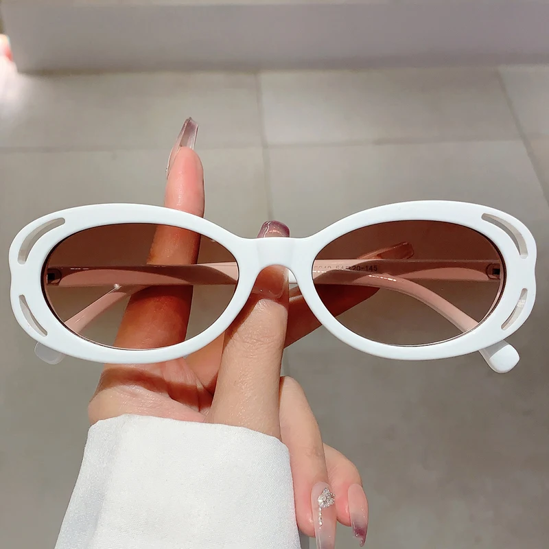 KAMMPT Vintage Oval Sunglasses Women Stylish Retro Gradient Eyewear Trendy Luxury Brand Designer UV400 Sun Shades for Party