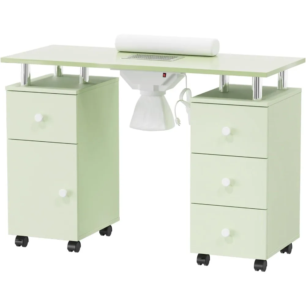 

Manicure Table Nail Desk for Nail Tech, Nail Table Station w/Electric Dust Collector, Makeup Beauty Salon Storage Acetone
