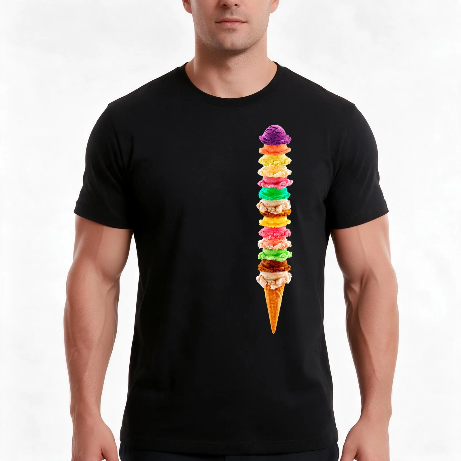 Ice Cream Pile T-Shirt Summer Casual Cotton Tee Oversized Streetwear Tops Vintage Graphic Print Loose Fit Short Sleeve