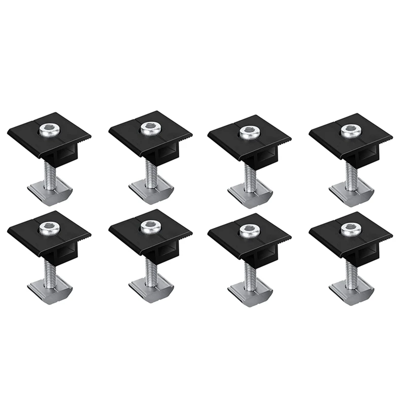 8 Pack Centre Clamp Black T-Shaped Centre Clamp Photovoltaic Adjustable Solar Panel Centre Clamp For Solar Panel