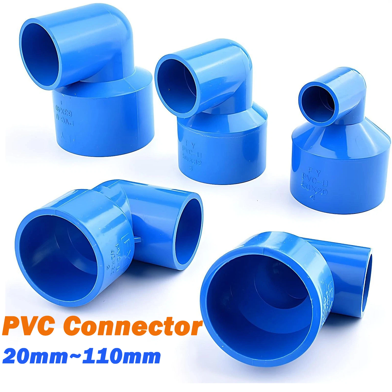 

1/2/5 шт. 20 мм ~ 110 мм синий ПВХ уменьшающий угловой соединитель 90 градусов садовый разъем для аквариума водопроводные фитинги