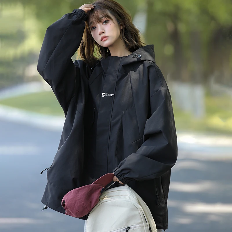 Outdoor Wasserdichte Wanderjacke Damen Winddichte Sportjacke mit Kapuze Windbreaker Herren Herbst Reit- Kletter- Laufjacke