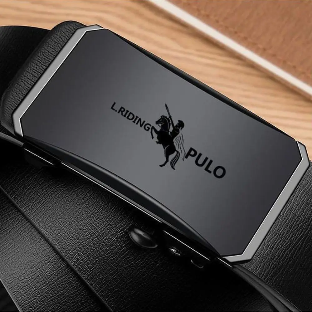 Vintage Luxury Design Business Leather Belt Metal Man Waistband Automatic Buckle Belt