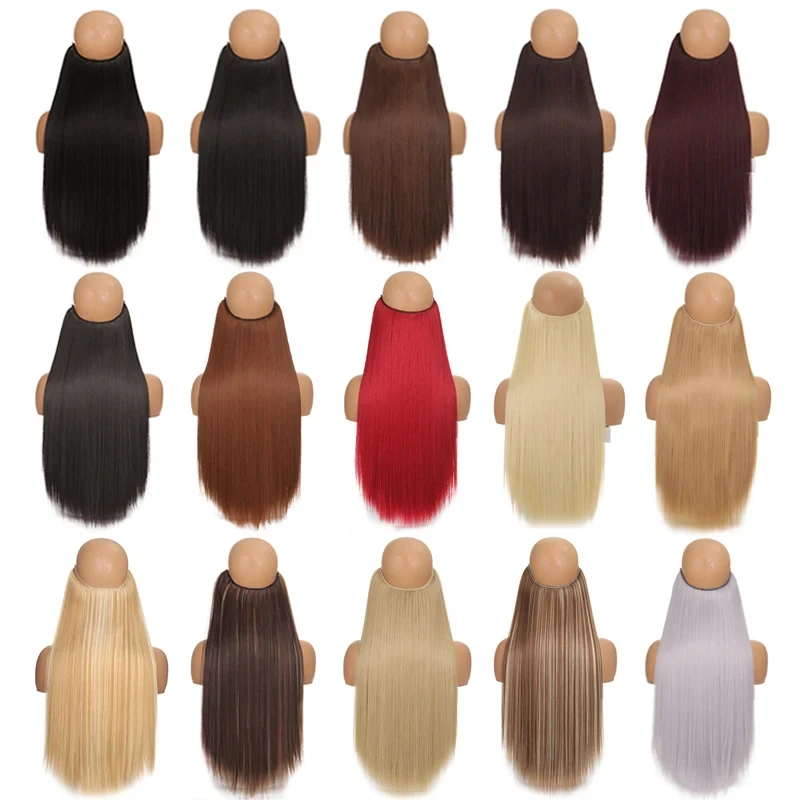 Lunghezza pezzo di estensione dei capelli con linea di pesce (40 cm 50 cm 60 cm) capelli lisci capelli ricci da indossare ogni giorno adatti a tutte le donne