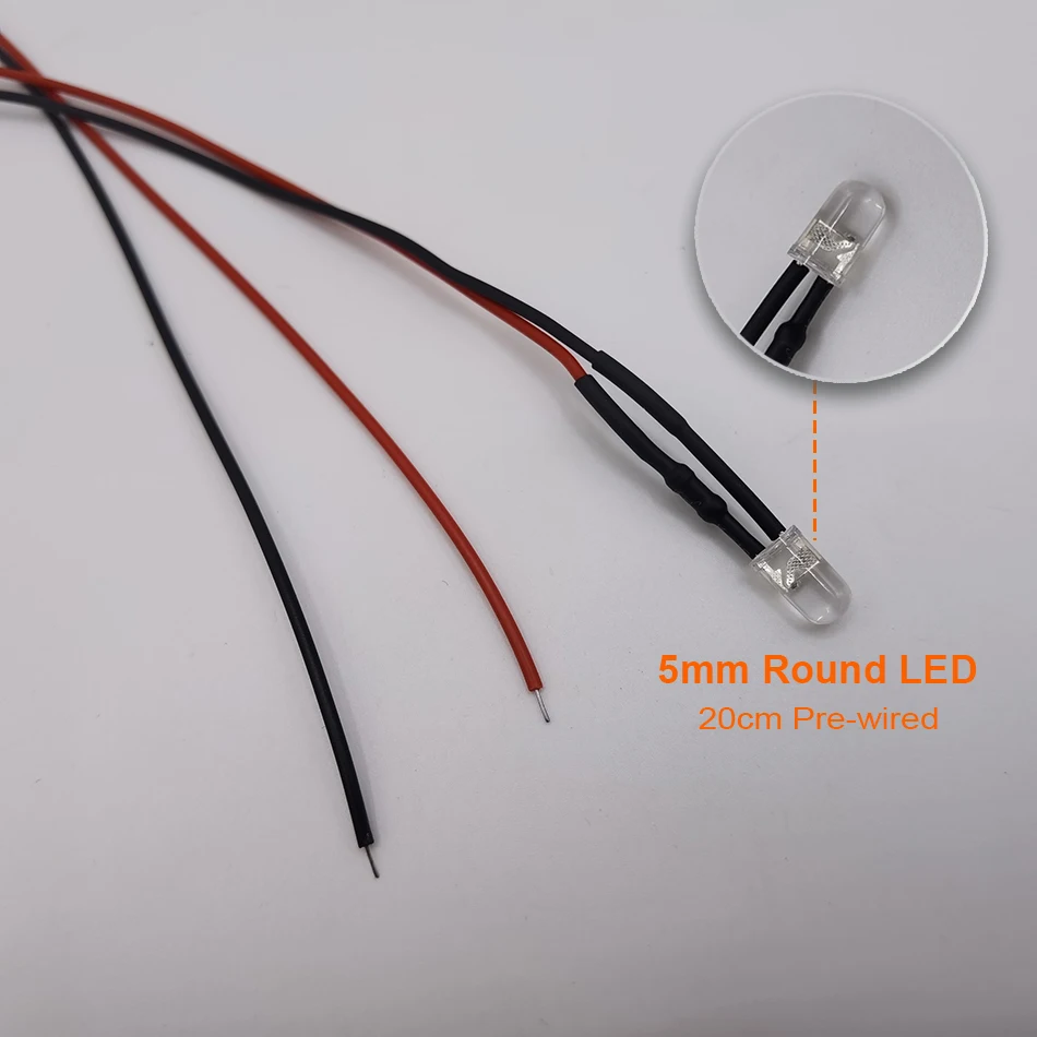 20pcs 5mm LED Candle Flickering DC5-12V Pre-Wired Water Clear Red Yellow Blue Orange Flicker light-emitting diode Lamp Bulb