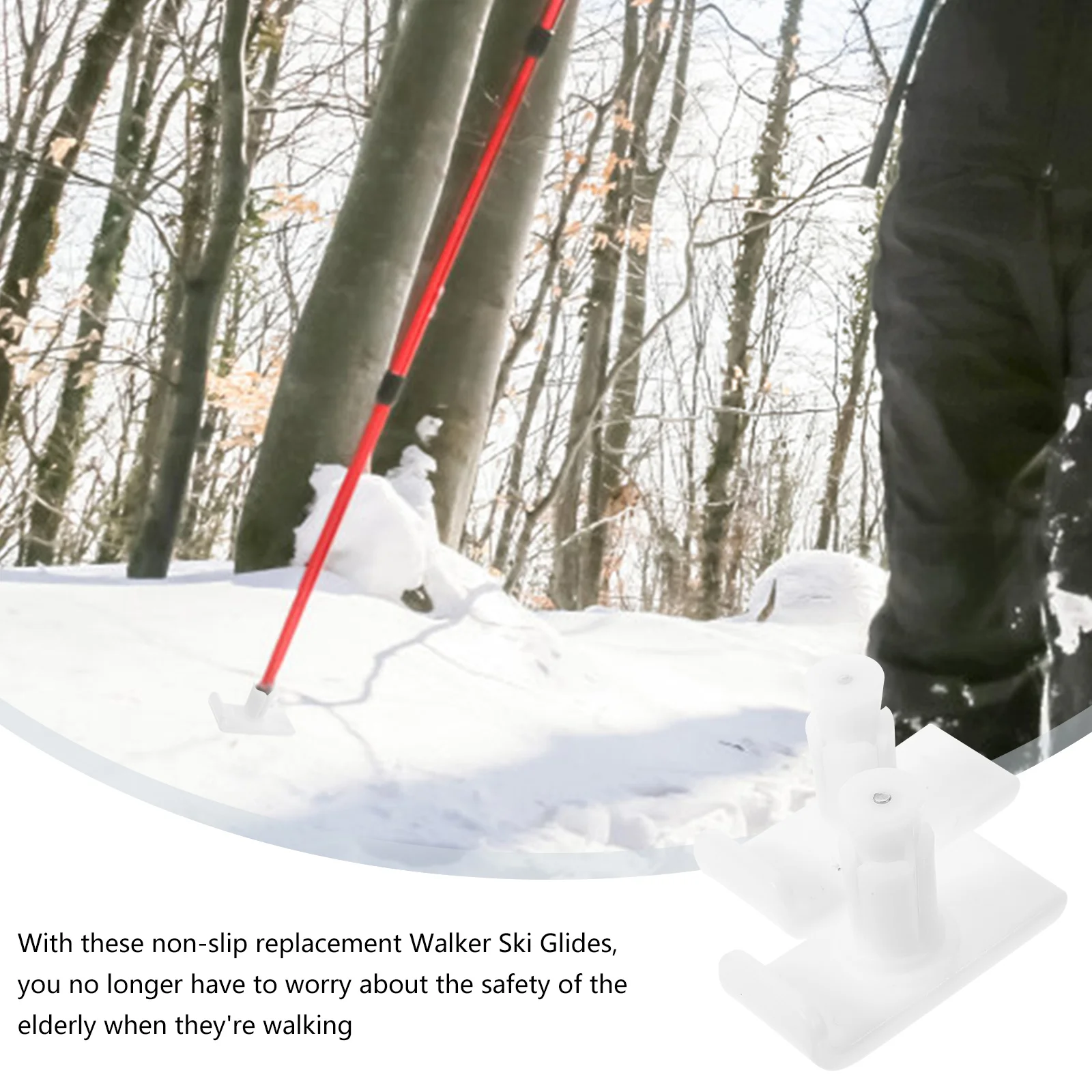 

2pcs Ski Replacement Nonstick Walker Feet Glides Anti-Slip Walker Skis Glides Lightweight Durable Walking Device Tips Health