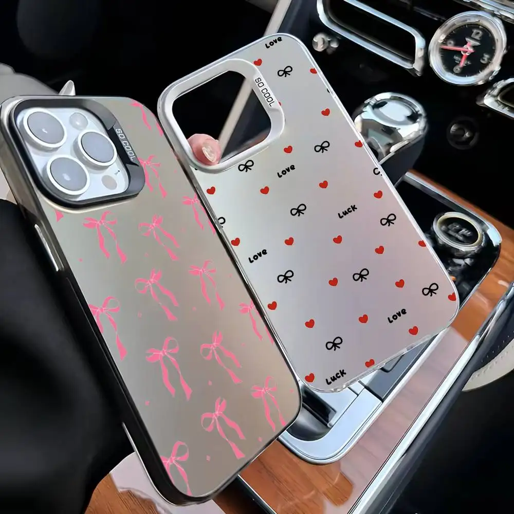 

Colorful Bow Print Phone Case For iPhone 16,15,14,13,12,11,Mini,Pro,MAX Black Matte Shockproof Cover