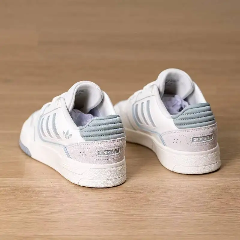 Adidas KJ1116 Ladies Retro Platform Trainers Cream Light Grey Blue Soft Fabric Insole Wear Resistant Rubber Sole Daily Walking