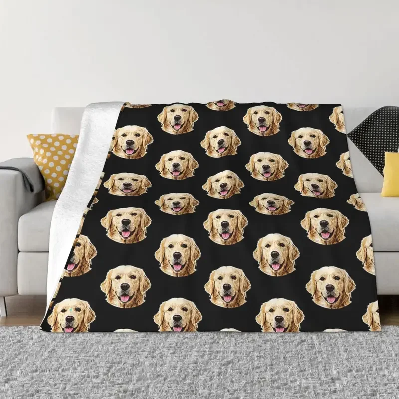 N Funny Golden Retriever Face Portrait Cute Blankets Velvet Spring Autumn Soft Throw Blanket for Sofa Bedroom Bedspreads