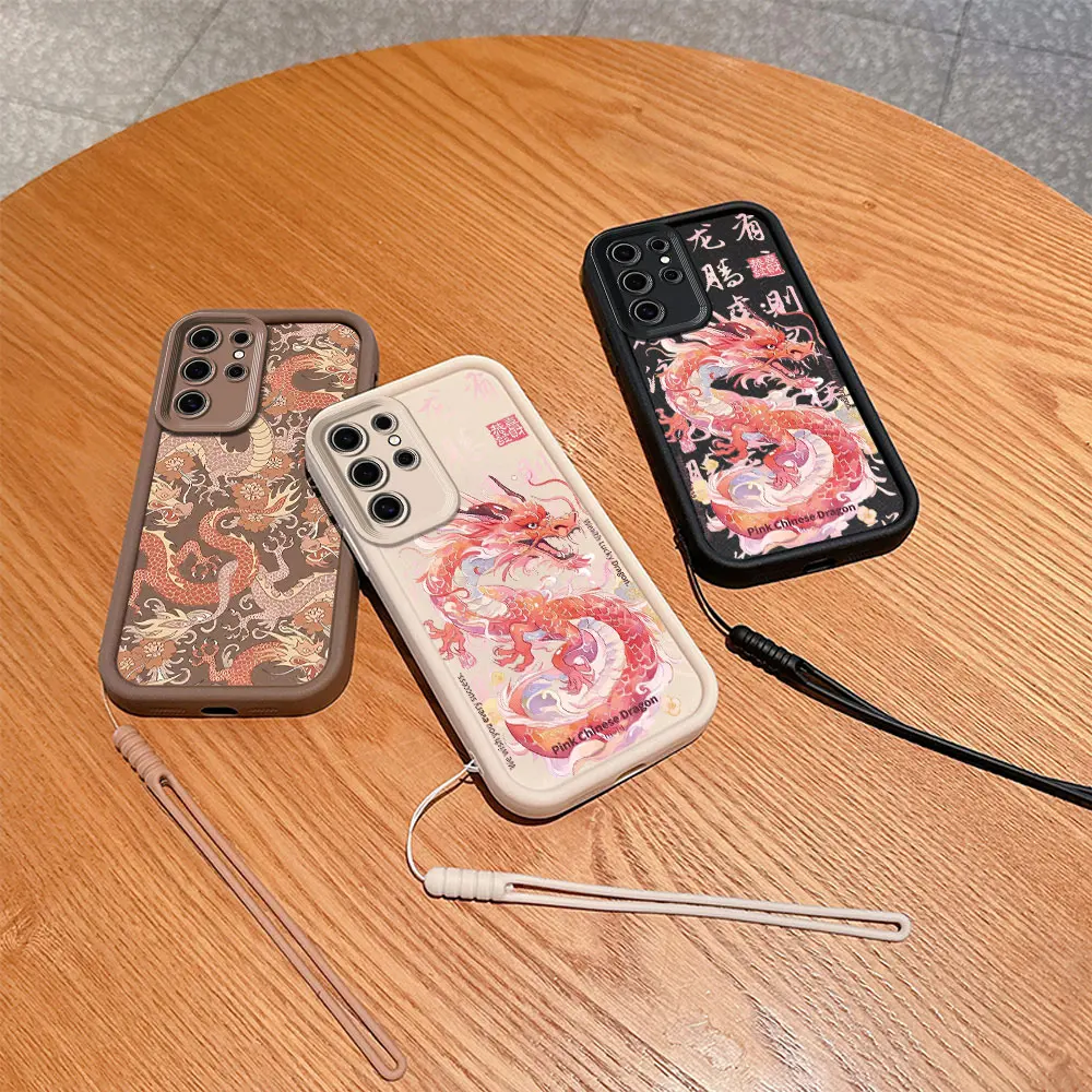 Cartoon Chinese Dragon Phone Case For Xiaomi Redmi 9A 9C 10 10C 12 12C 13C K40 K50 Note 10 11 12 13 Pro 5G Cover With Hand Strap