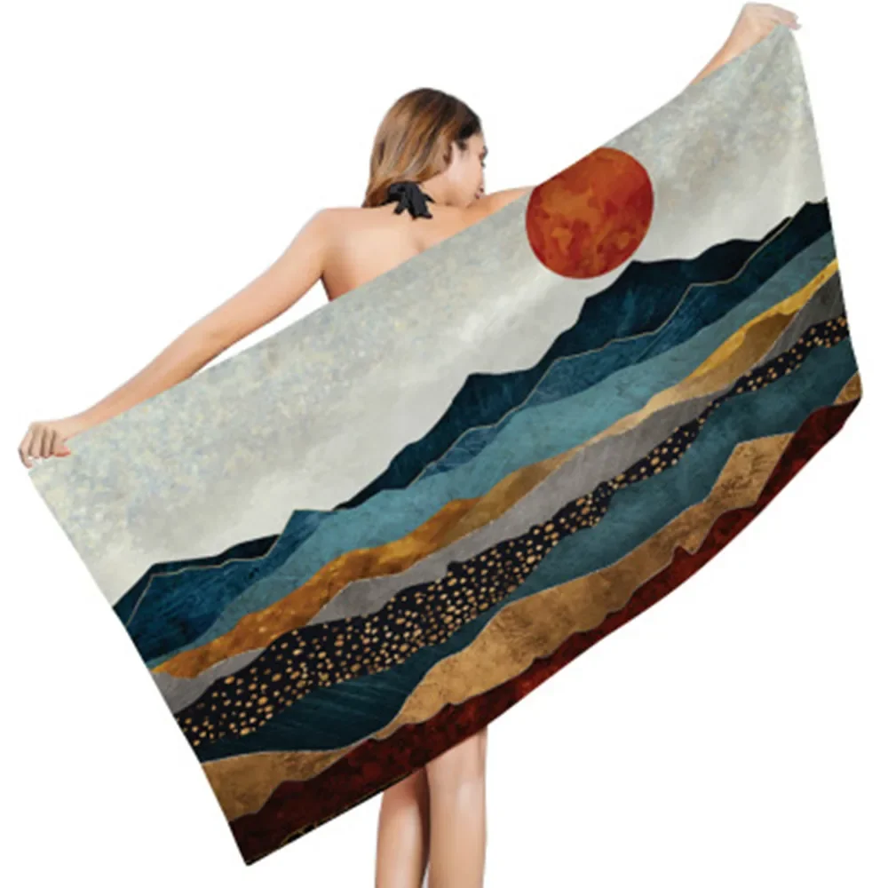 Landscape Series Creative Printing Beach Towel Microfiber Quick-drying Outdoor Sport Towels Yoga Mat Blanket Beach Home Decor