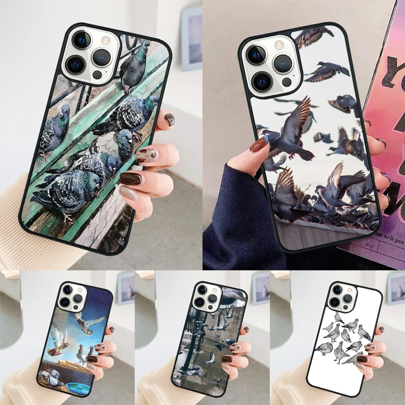 Pigeons Doves Bird Birds Flock Animal phone case Cover For iPhone 14 15 16 Pro Max SE 2020 For apple 11 12 13 Pro Max 8 Plus