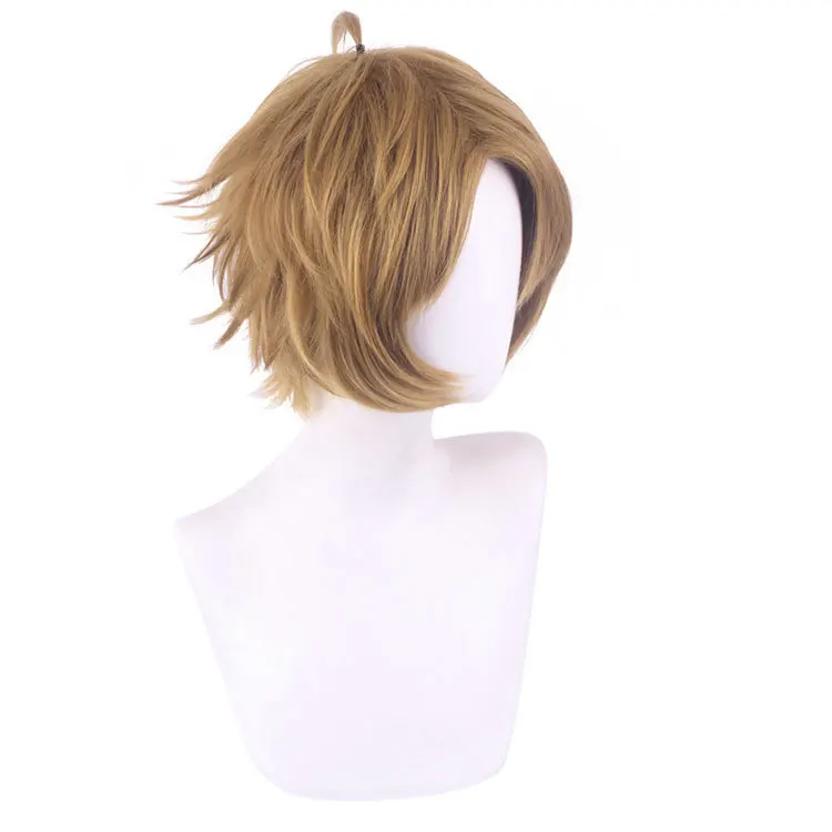 Wig Sintetis Pendek Garis Rambut Alami Kostum Cosplay Pesta Serat Tahan Panas Permainan Peran Halloween Wig Mudah Dipakai