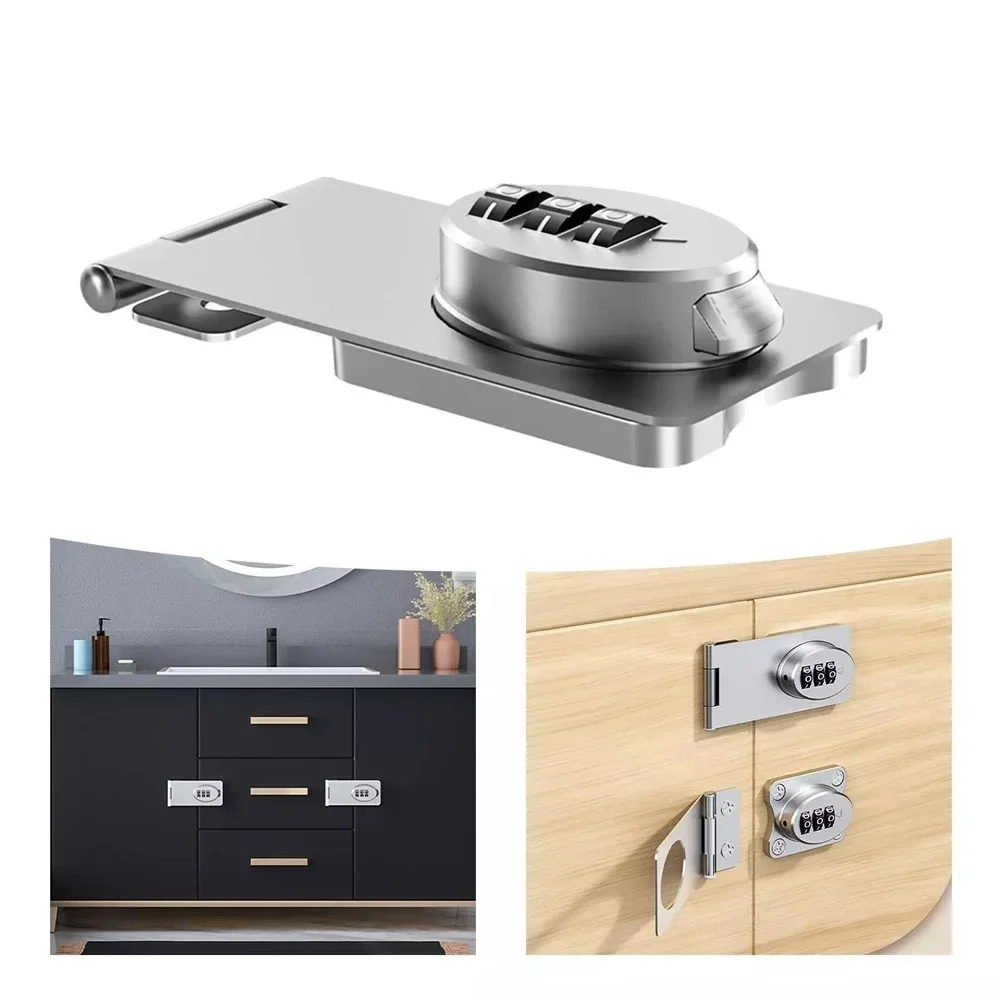 1pcCabinet Password Hasp Lock Slide Latch Keyless Lock For Door Security Sturdy Household Mechanical Password Lock For Any Doors