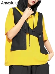 Amax luluE 2022 New European Fashion Style Summer Ladies Punk Tee Shirts Womens Casual Cotton Tshirts Female Luxury Hooded Tops