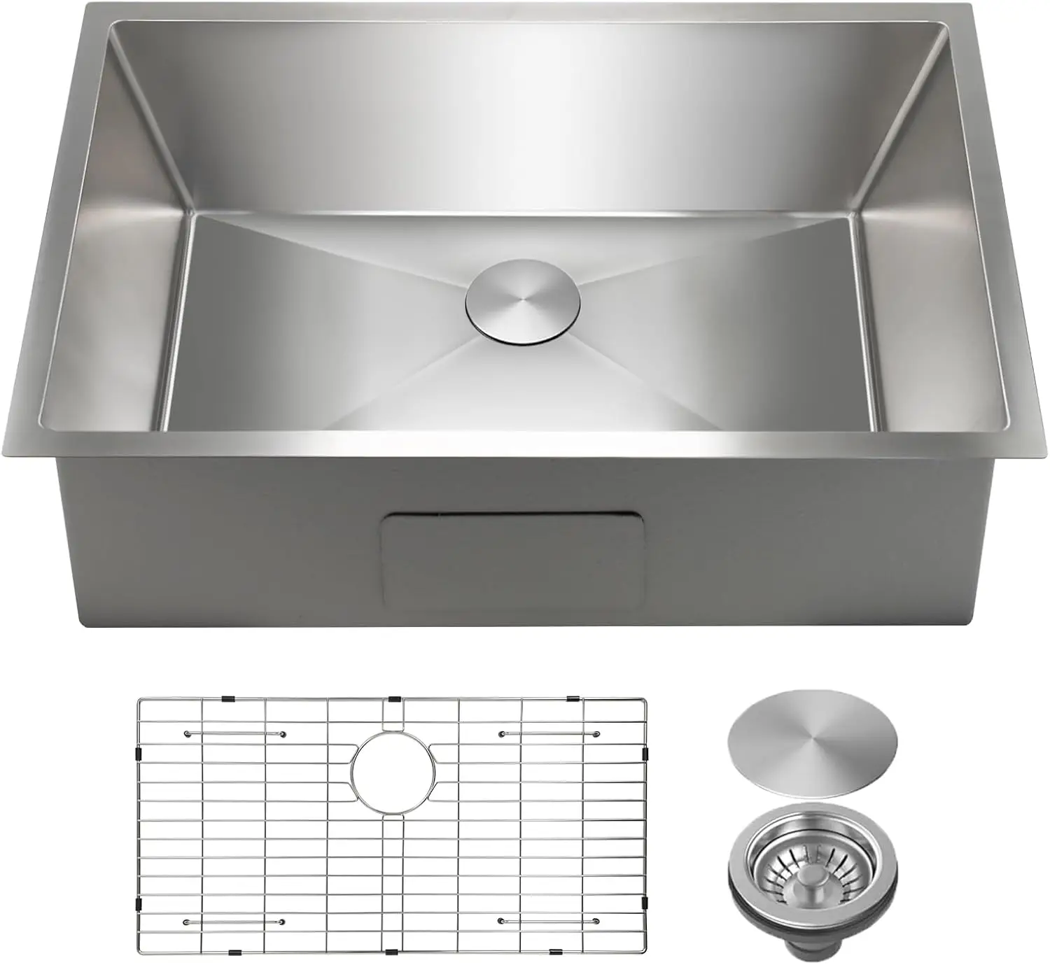 28 x 18 Inch Undermount Kitchen Sink with Quiet Drain, Bottom Grid - 11 Gauge Stainless Steel Single Bowl