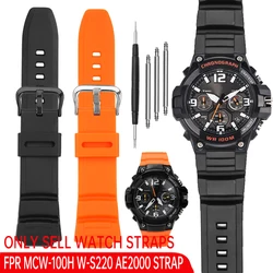 For Casio W-S220 HDD-S100 MCW-100/110H AE2000W High QualityWatch band Men waterproof resin silicone watch strap 16MM Bracelet