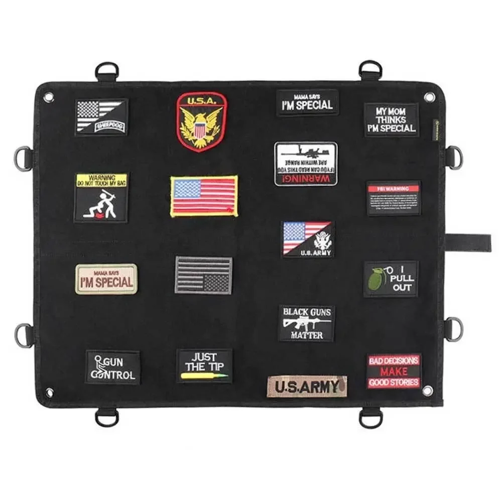 Tático Patch Panel para Display ID Patches, Superfície Balístico Backing, Grande gancho Loop, 360-deg D-Rings, Moral, 24 em X 18 em