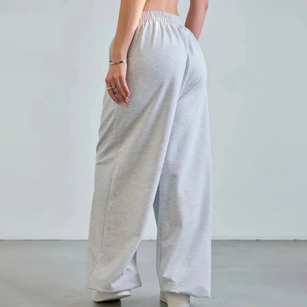 Womens Casual Sweatpants Solid Color Loose for Fit Regular Length with Elastic Waistband for Beach Holiday and Outdoor Sports