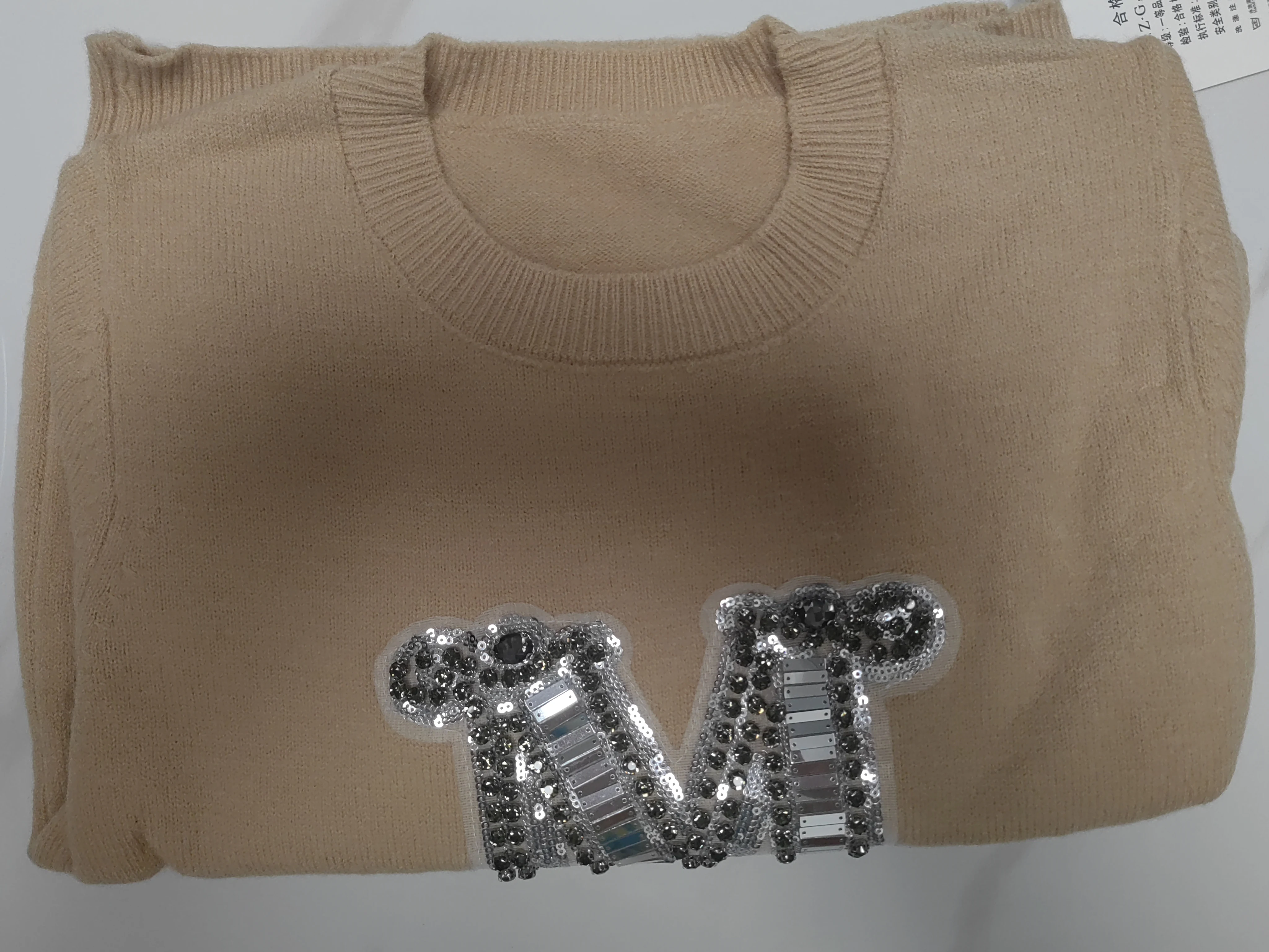 سترة نسائية من الكشمير لعام 2025 بلوفرات محبوكة فضفاضة غير رسمية مطرزة بأحرف خريف وشتاء مطرزة برقبة دائرية سترة علوية #6