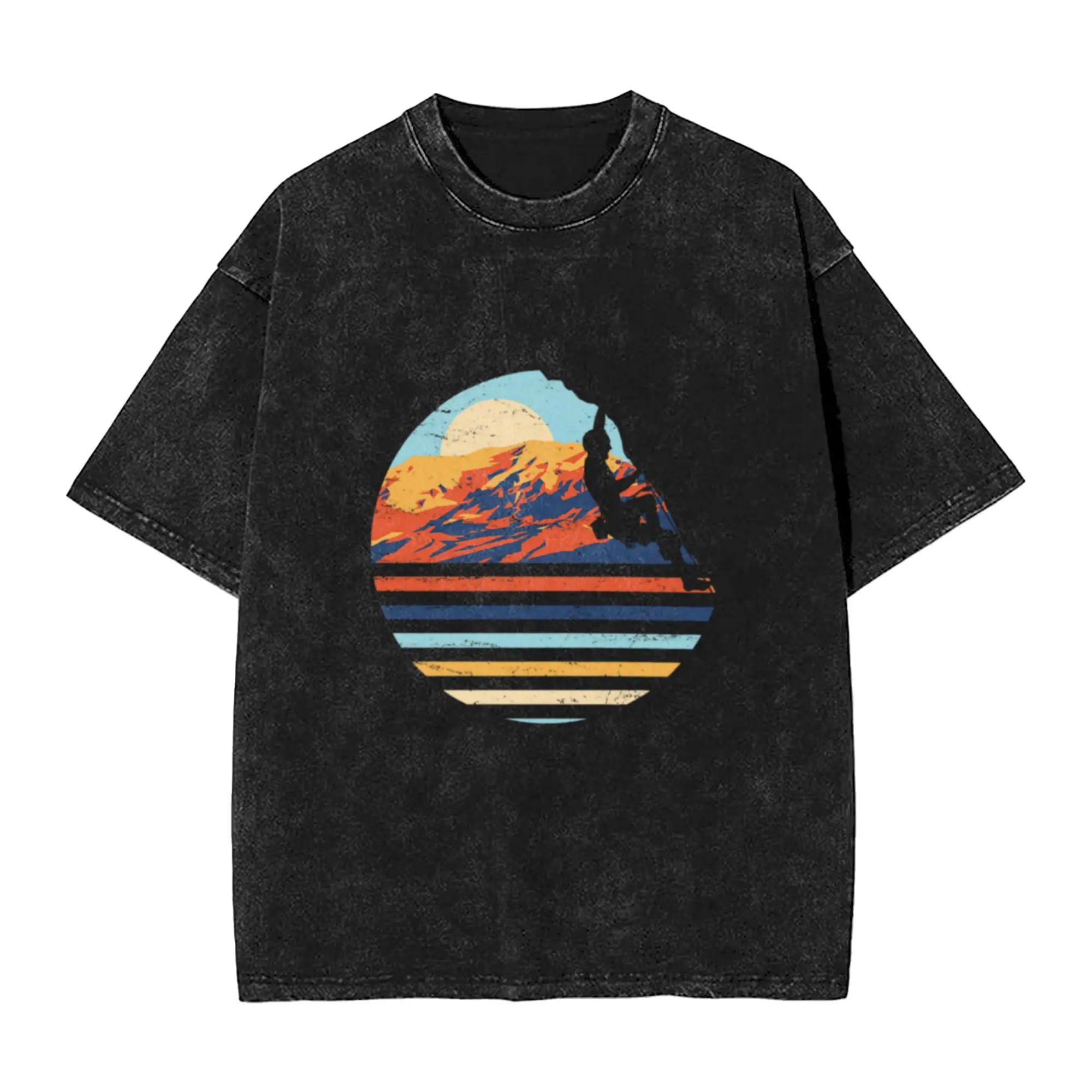 Minimalist Rock Climbing Bouldering Gift design for Rockers  A Washed T Shirt Men's Women's Oversized Cotton Tees Tops