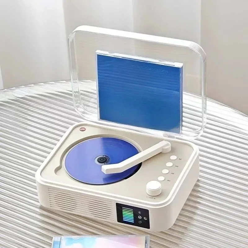Portable CD Player Two-way Bluetooth Built-in Speakers USB Card Music Playing LED Spectrum Light with Infrared Remote Controller