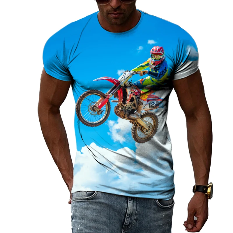 Summer Fasion Cool Style Motocross Graphic T Shirts For Men Casual 3D Print Trending Products T-shirts with Short Sleeves