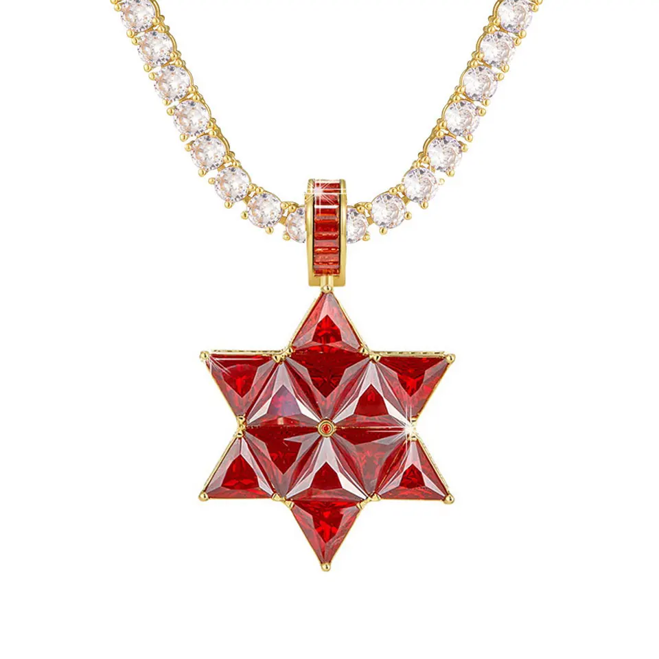 

VANAXIN Birthstone Iced Out Star of David Hexagram Pendants Necklace for Women Men Micro Paved 5A+ CZ Stone Rapper Jewelry