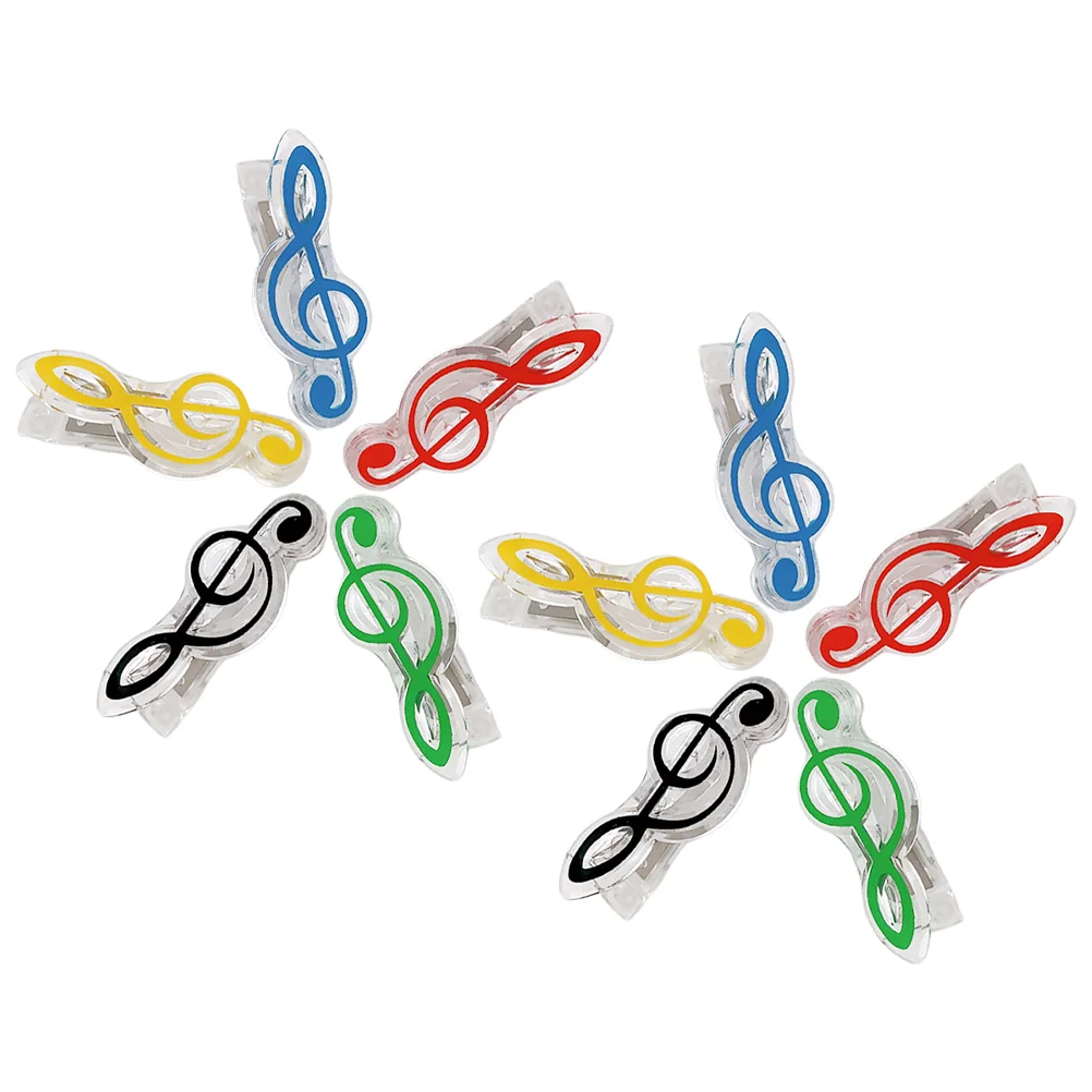 10 Pcs Note Clip Decorative Paper Clips Music Teacher Supply Small and Fresh Book Metal Holder Musical Office Colorful Page