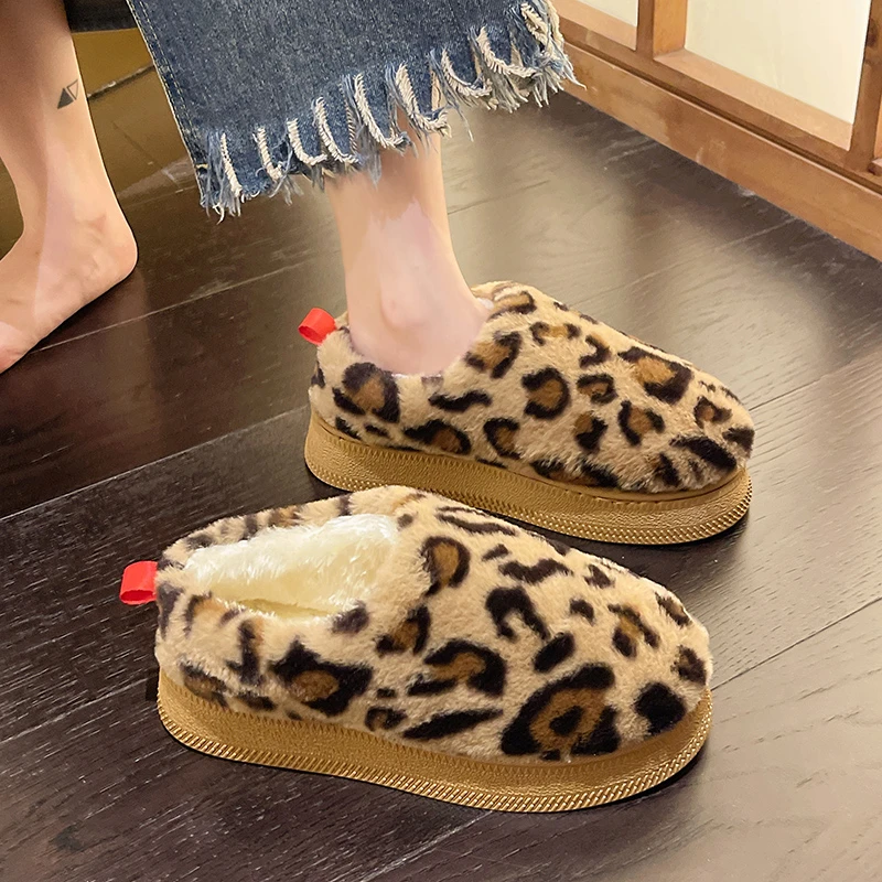 

Winter Leopard Women's Boots 2024 Comfortable Warm Plush Women Snow Boots Low-Cut Platform Cotton Slippers Female botas de nieve