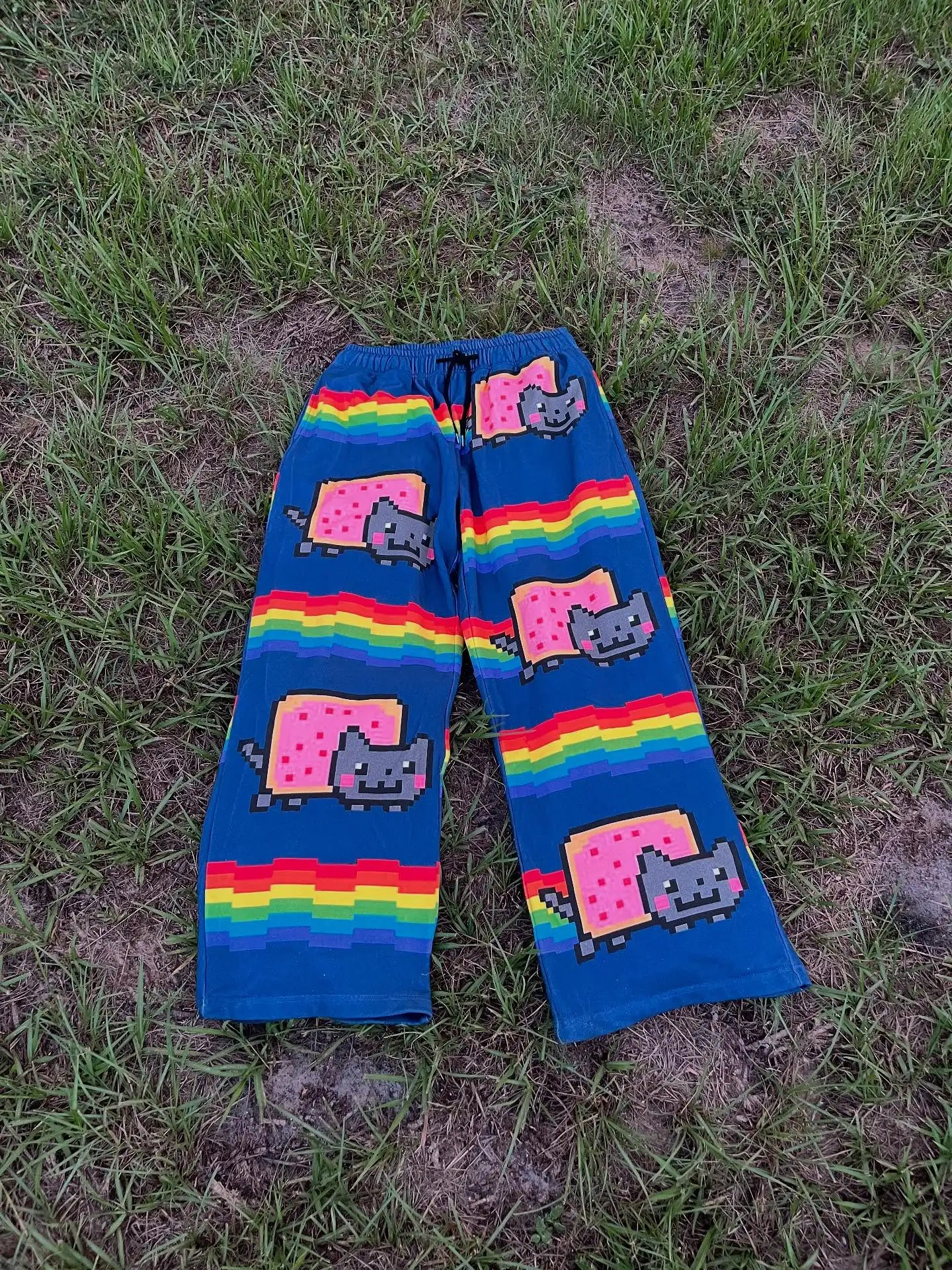 

Женские спортивные брюки в стиле хип-хоп с эластичным поясом, принтом Nyan Cat, мультяшным дизайном Y2K, свободные, для уличной моды, джоггеры, женская одежда