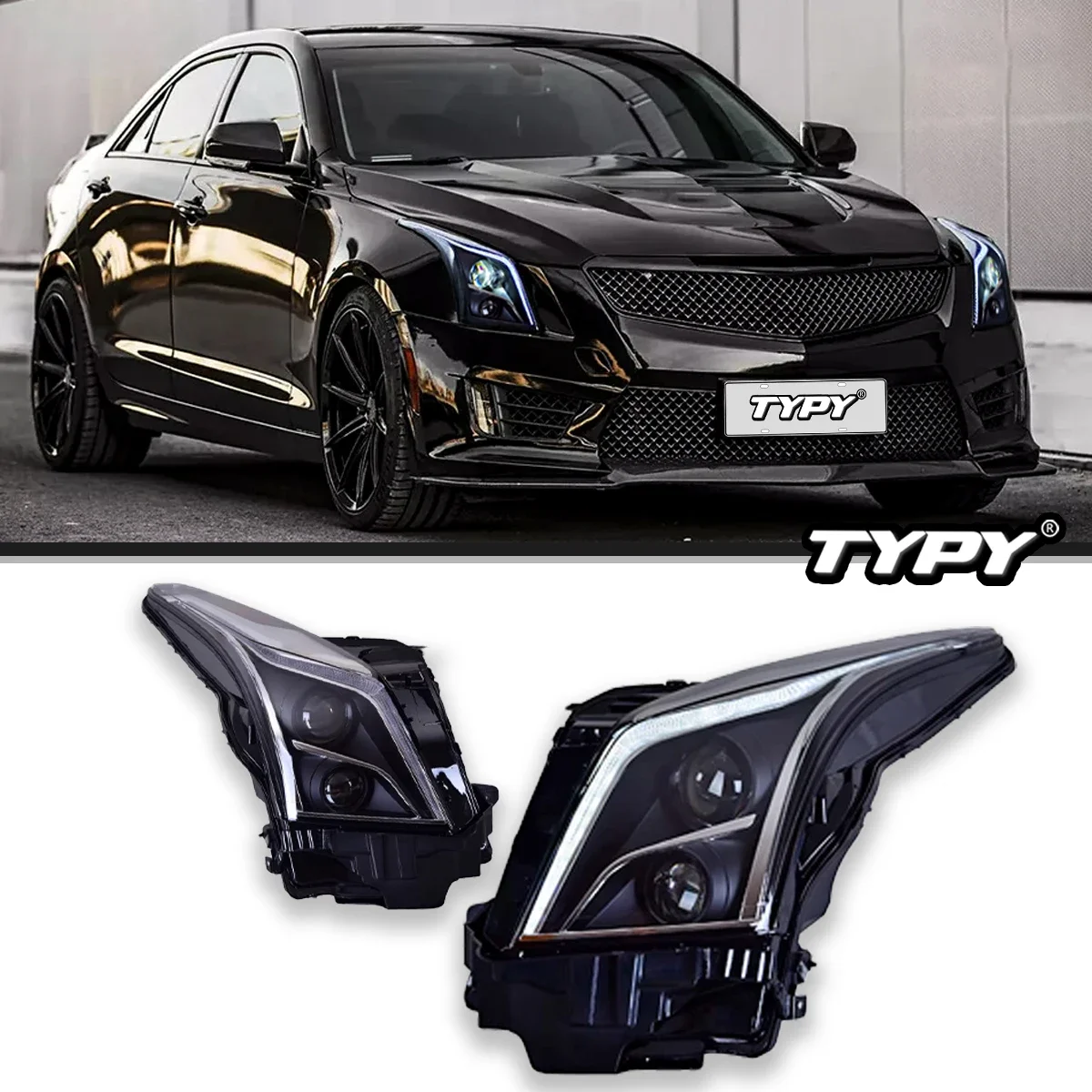 

Автомобильные фары TYPY для Cadillac ATS-L, 2014-2017, светодиодные фары для проектора, дневные ходовые огни, автомобильные аксессуары