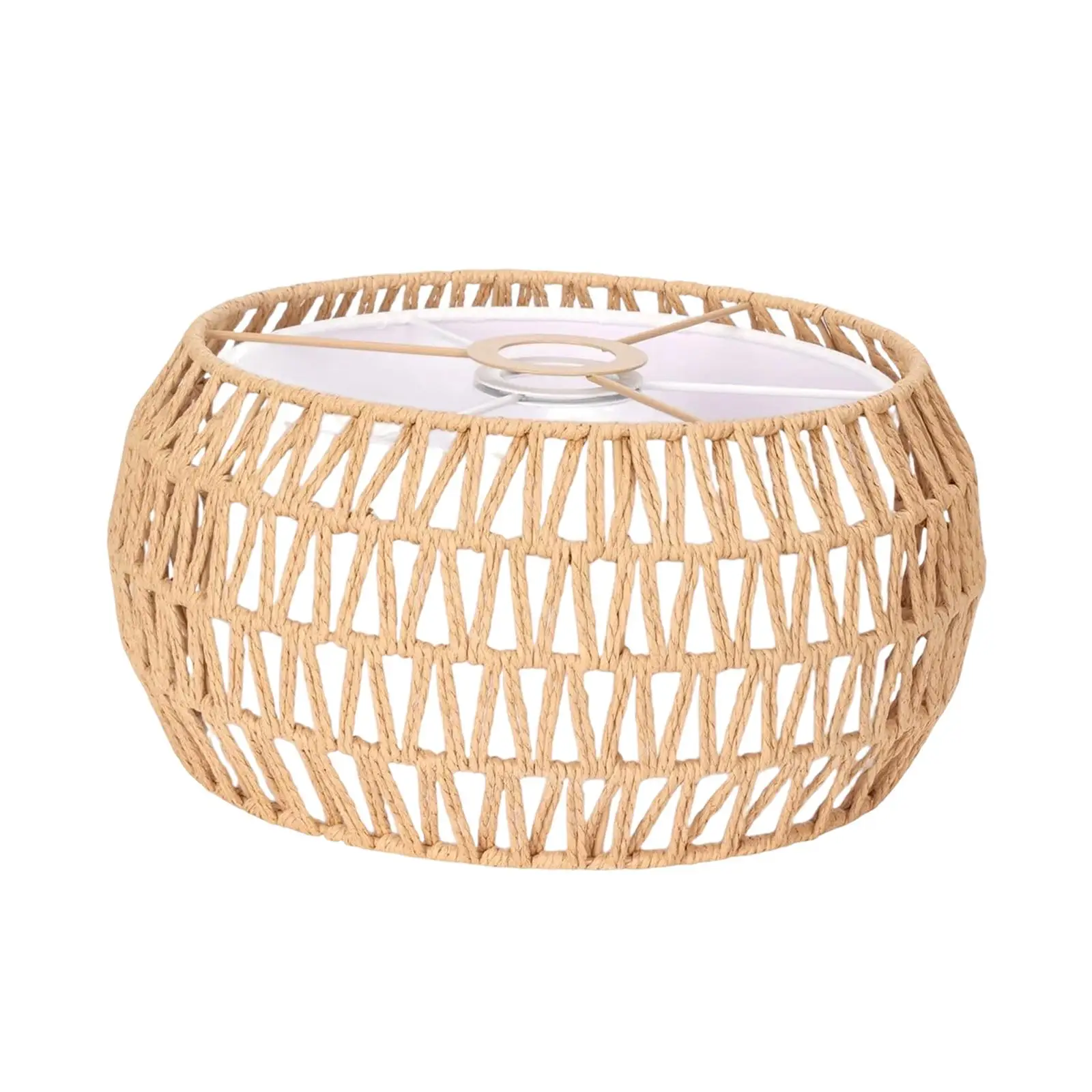 Woven Lamp Shade Double Layer Handcraft Pendant Light Shade Floor Lamp Cover Bedside Lamp Cover for Hallway Living Room Teahouse