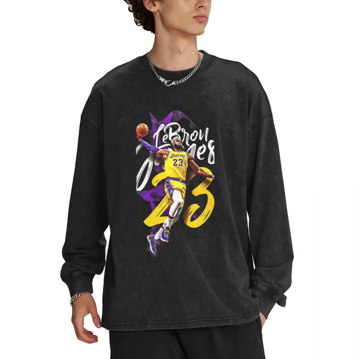 Vintage-Inspired Men's Long Sleeve Tee Lebron Durable and Stylish Shirt for Casual Outfits and Outdoor Activities